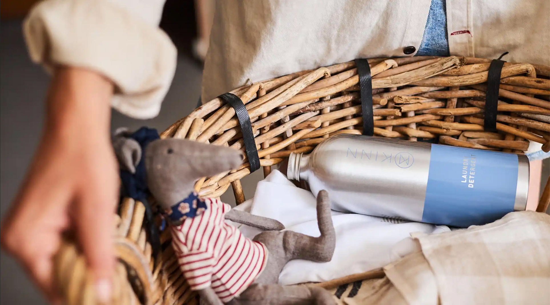 Laundry basket with eco-friendly products